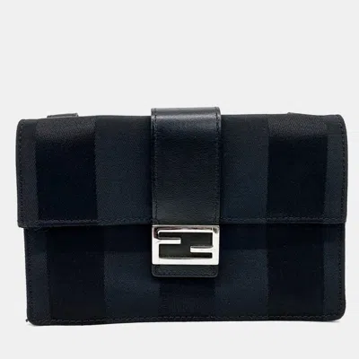 Pre-owned Fendi Black Fabric Baguette Pouch