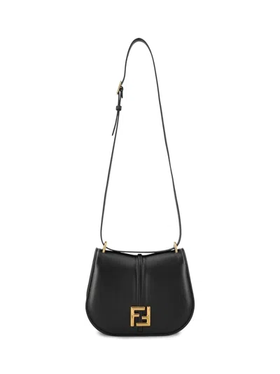 Fendi Black Faux Leather Mini Shoulder Crossbody Bag For Women