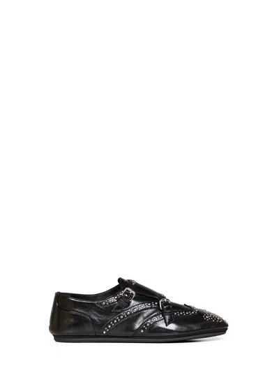 Fendi Black  Stud Double-monk Loafers