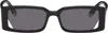 Fendi Way Rectangle Sunglasses In Shiny Black / Smoke