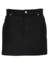 Fendi Denim Skirt With All-over Ff Motif In Black