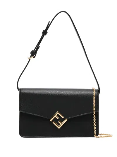 Fendi Black Ff Diamonds Leather Shoulder Bag