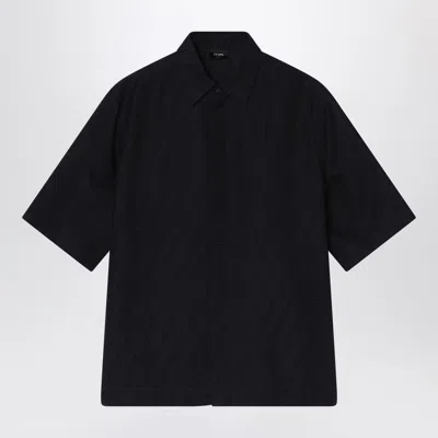 FENDI FENDI BLACK FF JACQUARD LINEN SHIRT MEN
