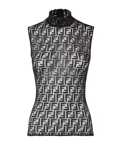 Fendi Black Ff Lace Top