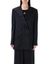 Fendi Ff Monogram Double-breasted Blazer In Black