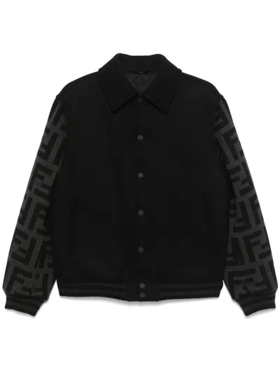 Fendi Black Ff-print Bomber Jacket In Multicolor