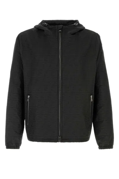 Fendi Black Ff Zucca Jacquard Nylon Blouson