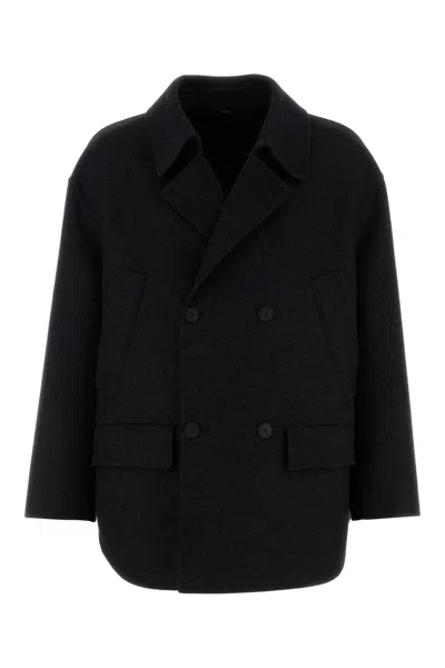Fendi Felt Wool Coat Coats And Trench Coats Gray In Black