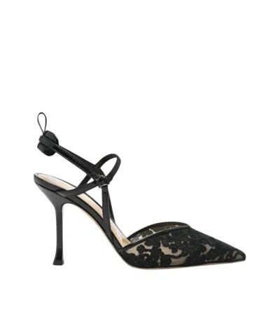 Fendi Black Floral Lace Pumps In Multi