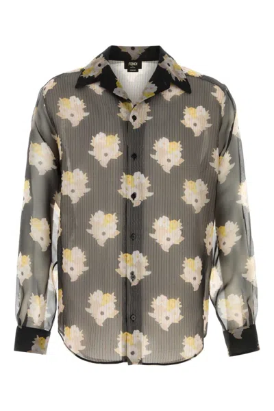 Fendi Black Floral Print T-shirt