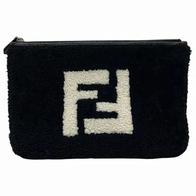 Pre-owned Fendi Black Fur Clutch Bag Pouch ()