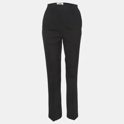 Pre-owned Fendi Black Gabardine High Rise Trousers S