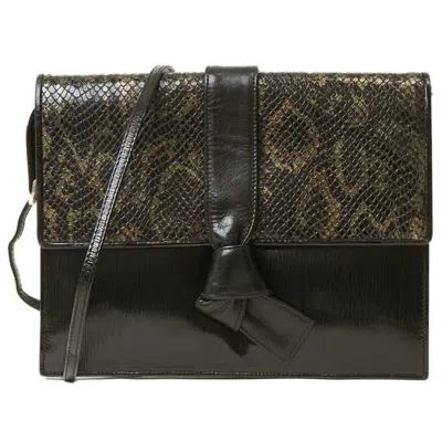 Pre-owned Fendi Black Gold Leather Pochette Shoulder Bag () In Black, Gold