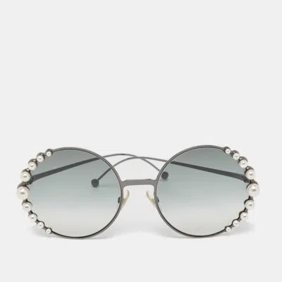 Pre-owned Fendi Black Gradient Ff0295/s Pearl Round Sunglasses