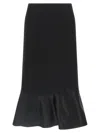Fendi Ruffled Hem Skirt In Grain De Poudre In Black