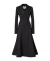 Fendi Women Black Flared Double-breasted Coat With Peak Revers In Wool Woman In Black