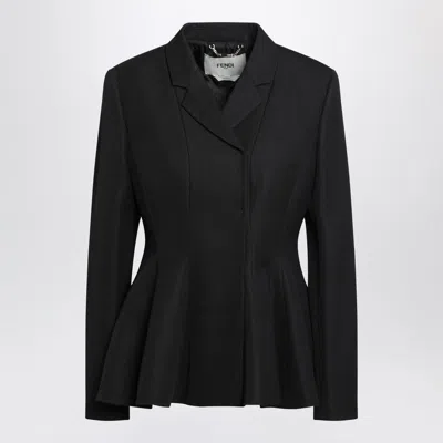 Fendi Black Grain De Poudre Wool Jacket