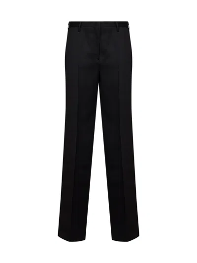 Fendi Black Grain De Poudre Wool Regular-fit Trousers In White