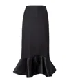 Fendi Women High-waisted Midi Skirt In Grain De Poudre Wool In Black