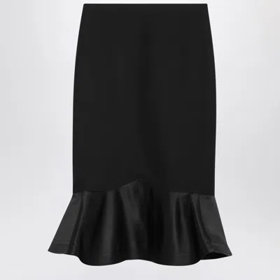 Fendi Black Grain De Poudre Wool Skirt