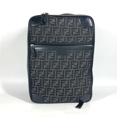 Pre-owned Fendi Black Gray Canvas Leather Backpack () In Black, Gray