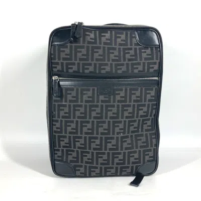 Pre-owned Fendi Black Gray Canvas Leather Backpack () In Black, Gray