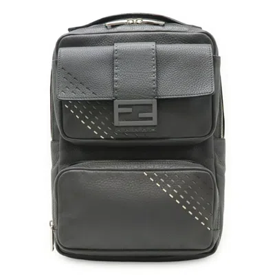 Pre-owned Fendi Black Gray Leather Backpack () In Multi
