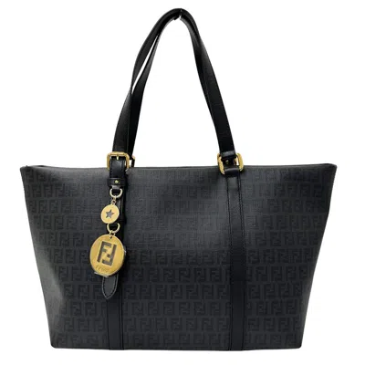 Pre-owned Fendi Black Gray Leather Tote Bag ()