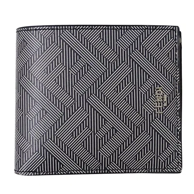 Pre-owned Fendi Black Gray Leather Wallet (bi-fold) () In Multi
