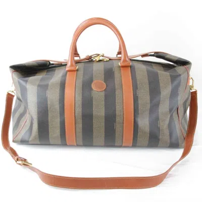 Pre-owned Fendi Black Gray Pvc Boston Bag () In Multi