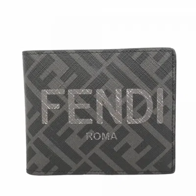 Pre-owned Fendi Black Gray Pvc Wallet (bi-fold) () In Multi