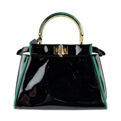 Pre-owned Fendi Black Green Leather Handbag Shoulder Bag () In Multi