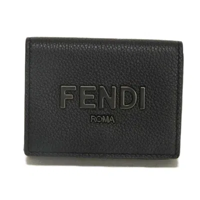 Pre-owned Fendi Black Gunmetal Wallet (tri-fold) () In Black, Gunmetal
