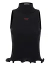 Fendi High Neck Fitted Sleeveless Top With Ruffles Clothing In Black