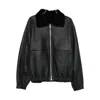 Fendi Leather Bomber Jacket In Black
