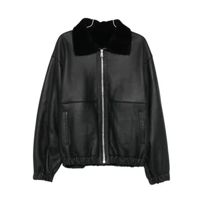 FENDI FENDI BLACK JACKETS - LEATHER JACKETS MEN