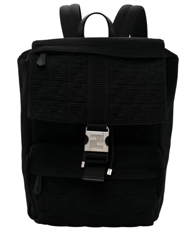 Fendi Black Jacquard Canvas Ff Medium Ness Backpack (authentic Pre-loved)