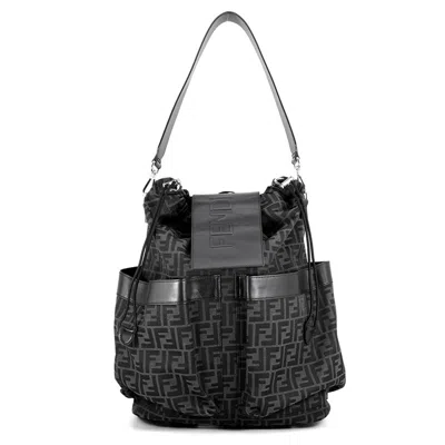 Pre-owned Fendi Black Jacquard Leather Backpack ()