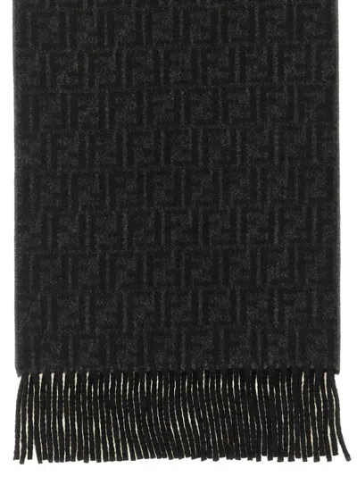 Fendi Black Jacquard Logo Scarf