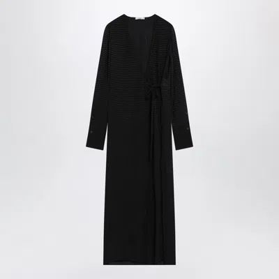 Fendi Jacquard-logo Wrap Maxi Dress In Black
