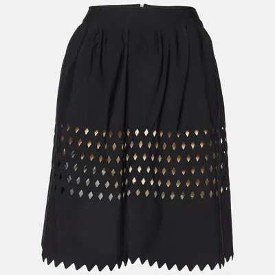 Pre-owned Fendi Black Jersey Cutout Detail Mini Skirt L