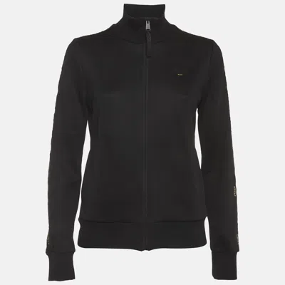 Pre-owned Fendi Black Jersey High Neck Track Top S