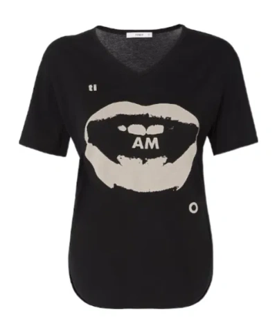 Fendi Black Jersey T-shirt With Ti Amo Print