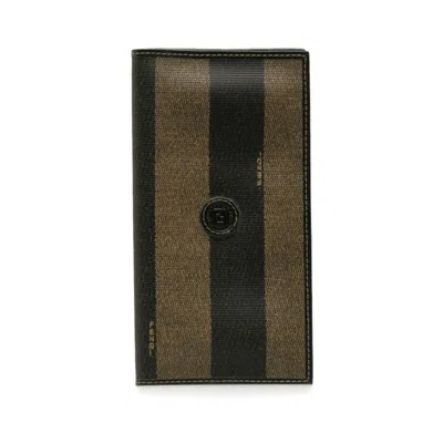 Pre-owned Fendi Black Khaki Pvc Leather Wallet (bi-fold) () In Multi