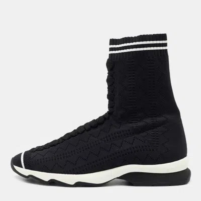 Pre-owned Fendi Black Knit Fabric Sock High Top Sneakers Size 40