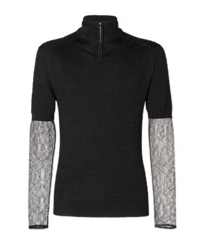 Fendi Black Lace And Wool Jumper