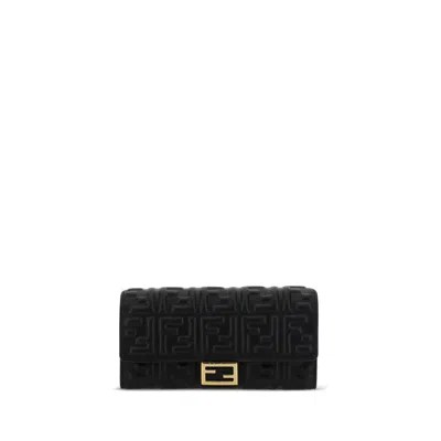Fendi Black Lamb Ovis Aries Aries Wallet In Purple