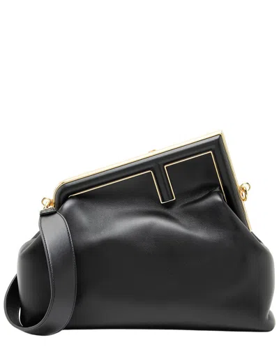 Pre-owned Fendi Black Lambskin  First Medium Shoulder Bag (authentic Pre-loved)