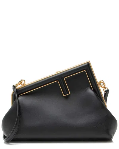Pre-owned Fendi Black Lambskin First Small Shoulder Bag (authentic Pre-loved)