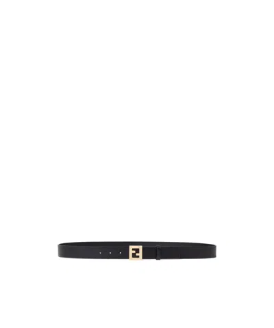 Fendi Black Leather 30 Mm Belt In Neutral
